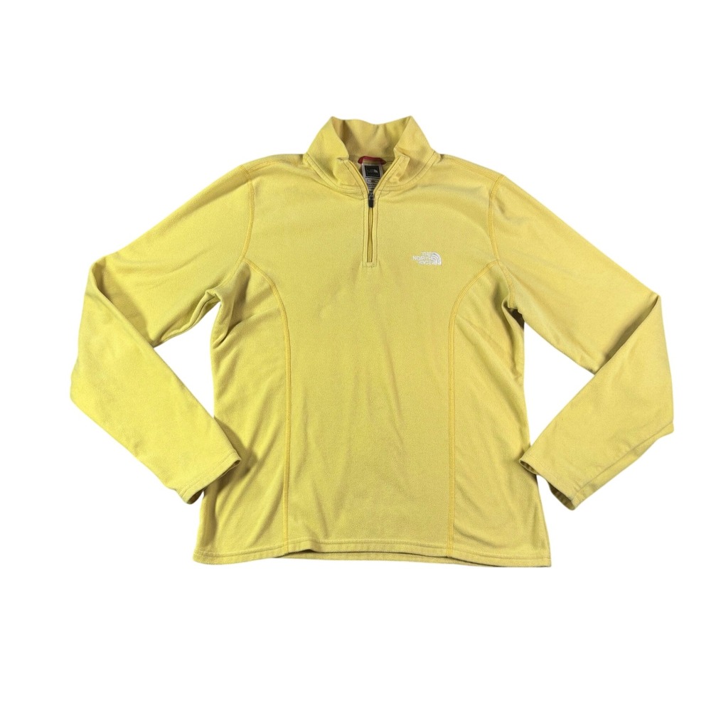 The North Face Womens TKA 100 Quarter Zip Fleece Pullover Yellow Size Medium